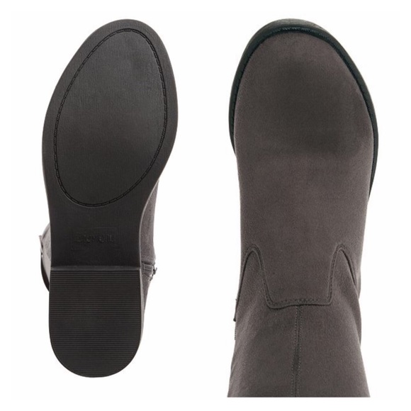 Gray Vegan Suede Tall Over The Knee Riding Boots - Picture 5 of 8